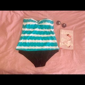 Tankini top - blue and white stripe